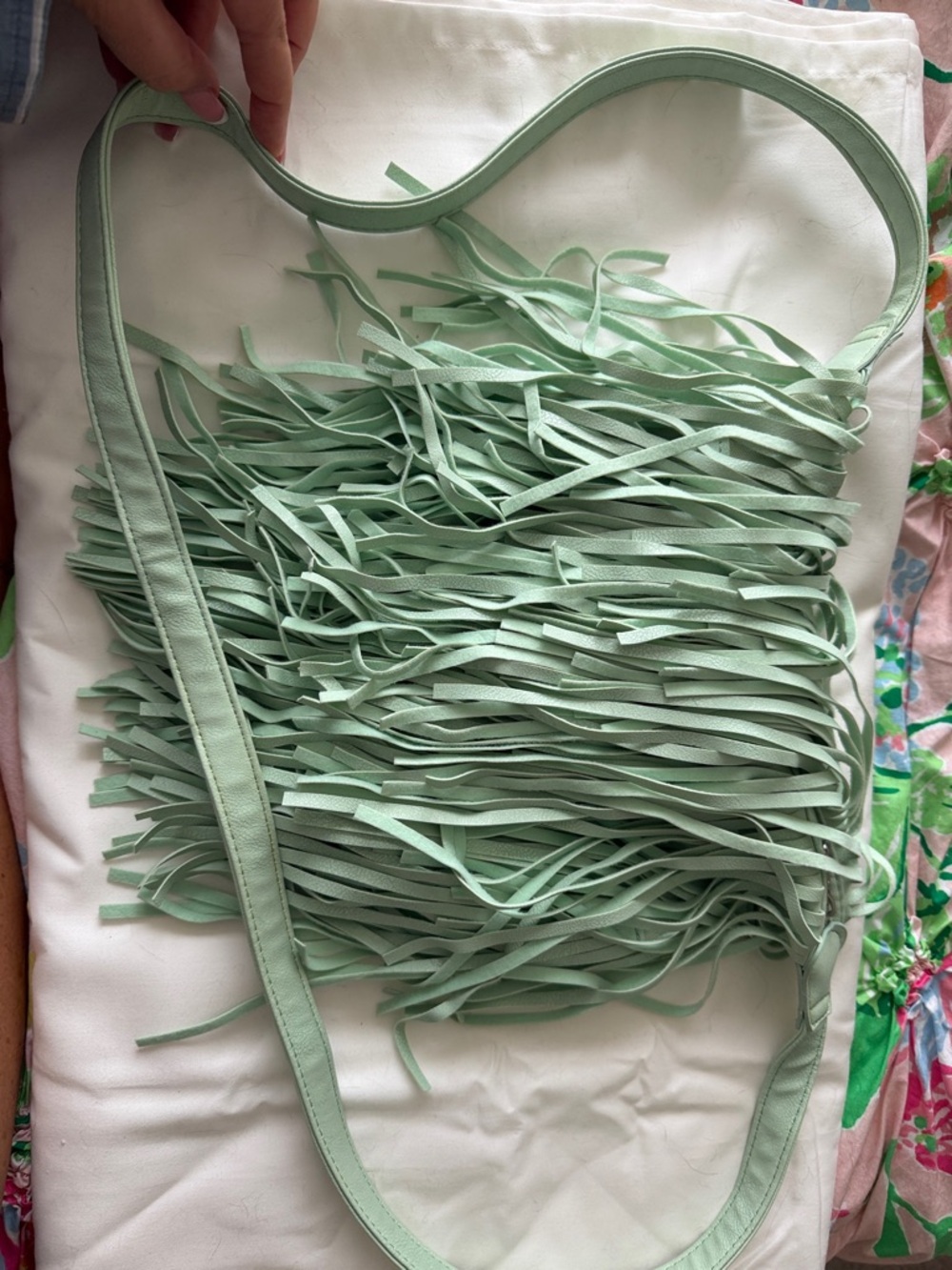 Mint Green Fringe Crossbody Bag